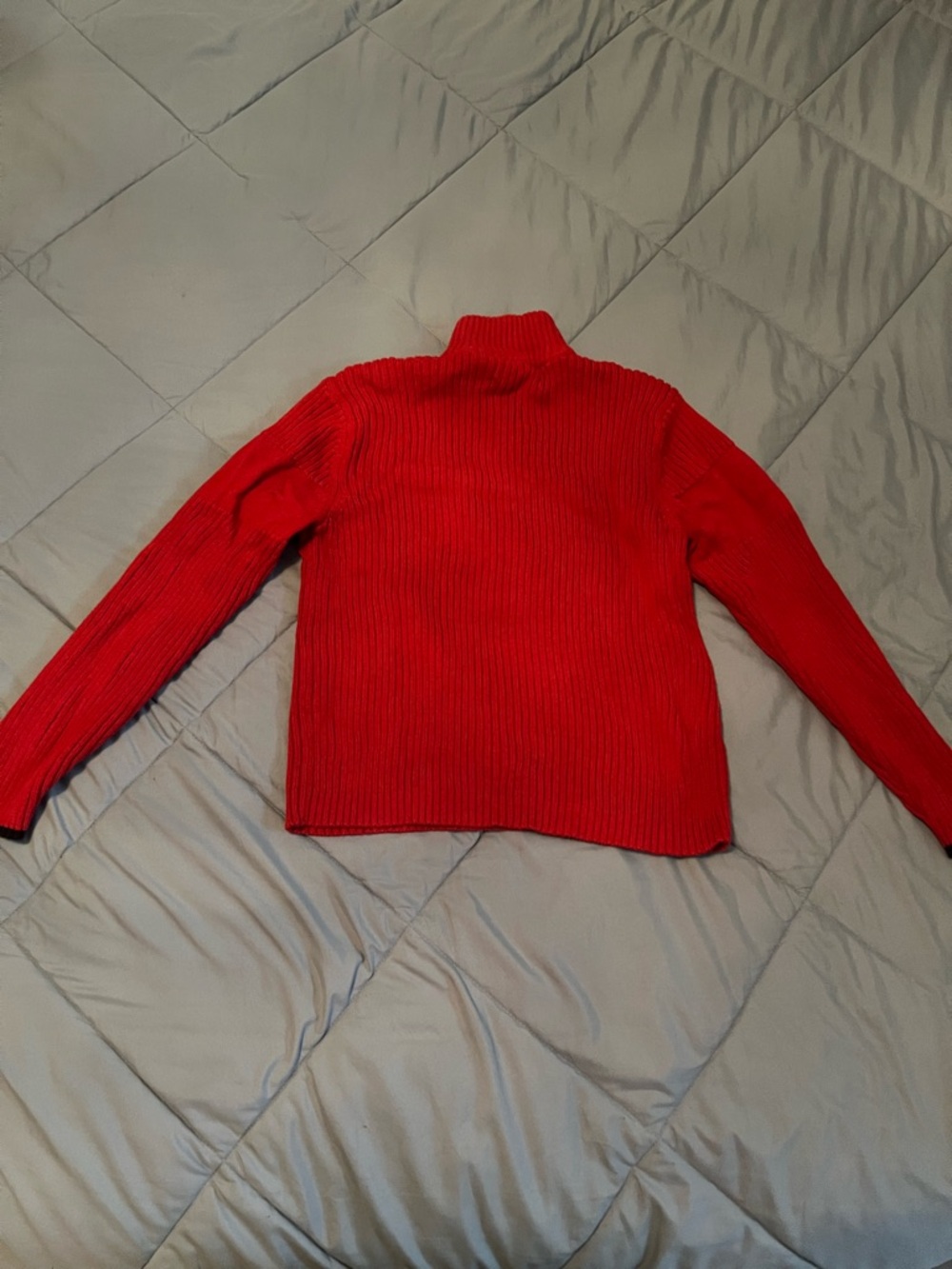 Red Quarter-Zip Ribbed Sweater - Picture 3 of 9